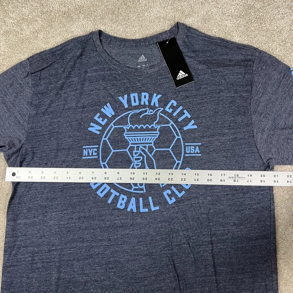 Adidas Mens Large Blue New York City FC Short‎ Sleeve Soccer Performance Tee NWT